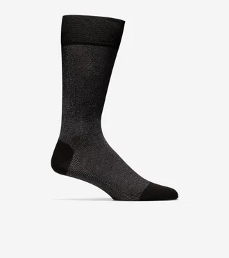 Cole Haan Mens Pique Textured Crew Socks - Black