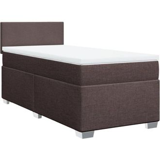 vidaXL Vidaxl - Cama Box Spring Con Colch&oacute;n Tela Marr&oacute;n Oscuro 80x200 Cm