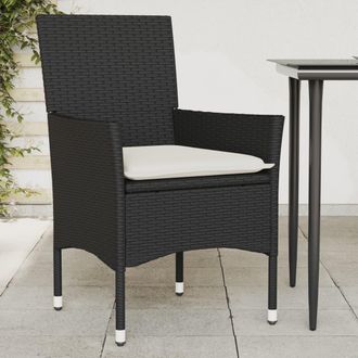 vidaXL Vidaxl - Sillones De Jard&iacute;n Con Cojines 2 Uds Rat&aacute;n Sint&eacute;tico Negro
