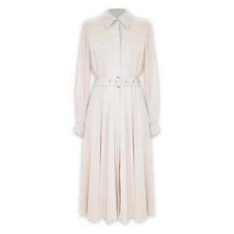 Kocca Shirt Dresses, female, Beige, Size: XS Relaxed Pleated Collared Three-Quarter Dress