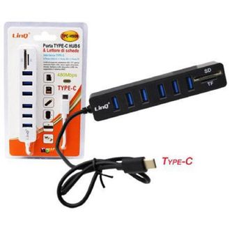 Trade Shop Trade Shop - Hub Porta Type-c 6 Porte Usb2.0 Con Tf Tpc-h909