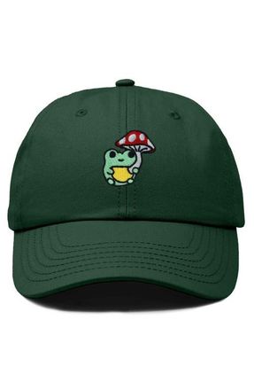 Dalix Mushroom Frog Embroidered Hat in Dark Green at Nordstrom