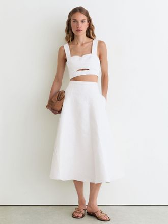 Reiss Cotton-blend Jacquard Midi Skirt, 12