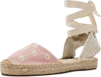 Soludos Daisies Lauren Lace-up Espadrille Womens Sandals Dusty Rose Pink : EU 41 (US Womens 10-10.5) B - Medium, Linen
