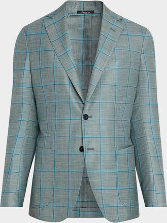 Sartorio Men & apos;s Wool and Silk Windowpane Check Sport Coat