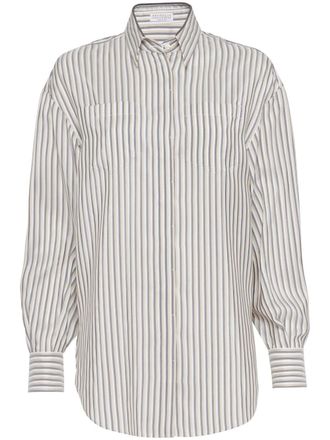 Brunello Cucinelli Gestreepte blouse - Wit