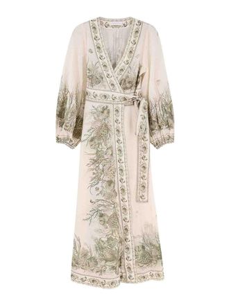 Zimmermann Vestito Wanderlust Wrap Midi In Cotone