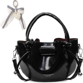 Generic Casual Hobo Crossbody Bags for Women, Lightweight Vegan Leather Shoulder Purse, Ladies Retro Bucket Handbags for Work Travel Daily (Black,21 * 10 * 14