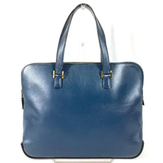 Herm&egrave;s Escapada Navy Leather Briefcase (Pre-Owned)