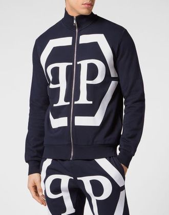 Philipp Plein Sweatjacket Hexagon Men in Bluenavy/white at Nordstrom, Size Xxx-Large