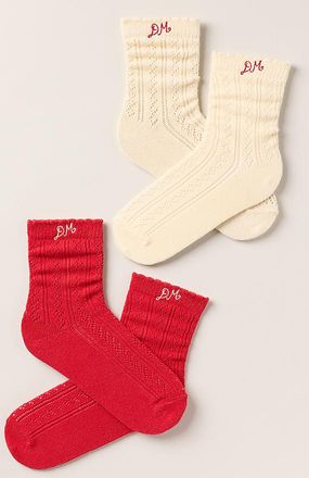 Damson Madder Pointelle Crew Socks