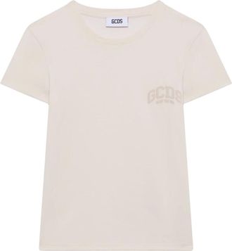 GCDS Gcds, Tops, Dames, Wit, L, Katoen, T-shirt met logo-detail