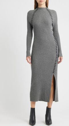 Rails Imara Long Sleeve Rib Wool Blend Sweater Dress in Charcoal at Nordstrom, Size Xx-Large
