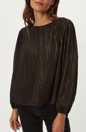 Michael Stars Dolly Metallic Stripe Top in Black Combo at Nordstrom, Size X-Small