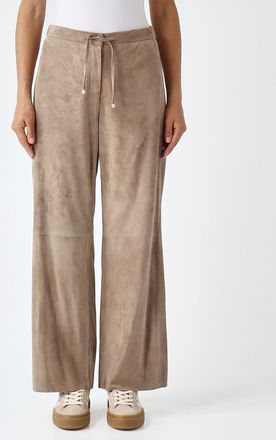 Max Mara S Max Mara High-Waisted Wide-Leg Trousers in Suede Leather