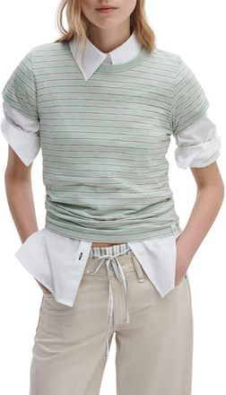 Rag & Bone The Slub Stripe T-Shirt in Green White Multi at Nordstrom, Size X-Small