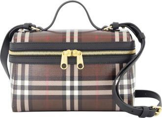 Burberry Check Vanity Bag - Dames - Handtassen - Bruin - ONE Size - Katoen - Tassen