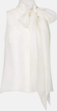 Carolina Herrera Tie-neck silk top