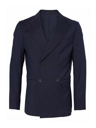 low brand Regular-Fit Blue Wool Double-Breasted Blazer