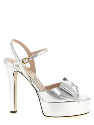 Valentino Garavani Silver Leather Stiletto Heel Womens Sandals