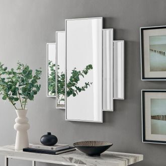 Furniturebox Deco Large 1920s Inspired Silver Framed Wall Mirror