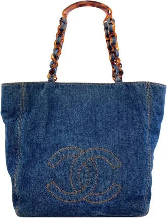 Chanel Denim Blue Denim Tote Bag (Pre-Owned)