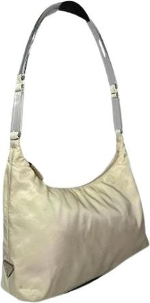 Prada Pre-owned Shoulder Bags, female, Beige, Size: ONE SIZE Pre-owned Vintage Fabric Shoulder Bag
