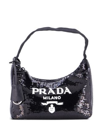 Prada Re-Edition 2000 Sequins Mini hobo bag - Nero