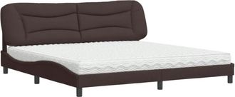 vidaXL Vidaxl - Cama Con Colch&oacute;n Tela Marr&oacute;n Oscuro 200x200 Cm