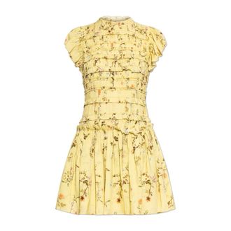 AllSaints Lauren Bloemen Ruffle Mini Jurk - Dames - Korte kleedjes - Geel - XS - Kleedjes