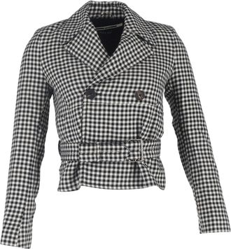 McQ by Alexander McQueen by Alexander Mcqueen Gingham Blazer in Black and White Cotton