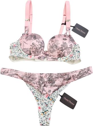 Chantal Thomass Romantic Toile & Flowers Print Pad Bra & Thong Set Size S