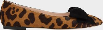 Valentino Garavani Bowow Leopard Calf Hair Ballerina Flats