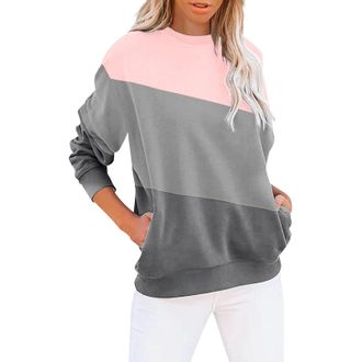 Generic Womens Round Neck Sweatshirt Tops Long Sleeves Casual Pullover Cute Lightweight Loose Tops plus Size Sweaters (GY2, XXL)