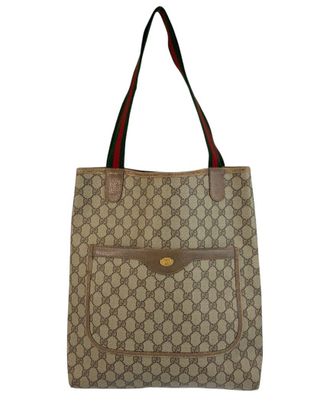 Gucci Beige Gg Supreme Canvas & Leather Tote (Authentic Pre-Loved)