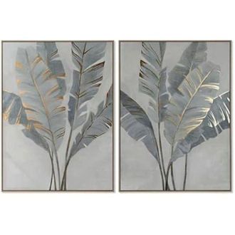 Esprit Tabla - Hogar Esprit - Palmas Doradas Tropicales - 90 X 120 Cm - 2 Unidades - Decoraci&oacute;n Mural Contempor&aacute;nea