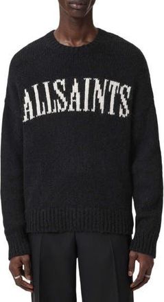 AllSaints Stoke Logo Crewneck Sweater in Black/Ecru White at Nordstrom Rack, Size Xx-Large