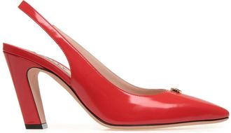 Bally Emblem-plaque slingback leather pumps - women - Calf Leather/Lamb Skin/Calf Leather/Calf Leather - 37 - Red
