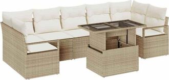 vidaXL Conjunto De Sof&aacute; De Jard&iacute;n 8 Pcs Beige Polirat&aacute;n Vidaxl