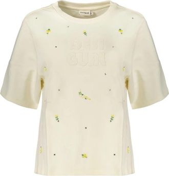 Desigual Oporto Sweater met korte mouwen - Dames - T-shirts - Wit - XS - Katoen - Tops