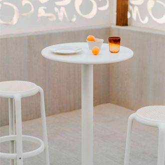 Sklum Set De Mesa Alta Redonda &Oslash;60 Cm Mizzi Y 2 Taburetes Altos De Jard&iacute;n En Metal Omara Sklum