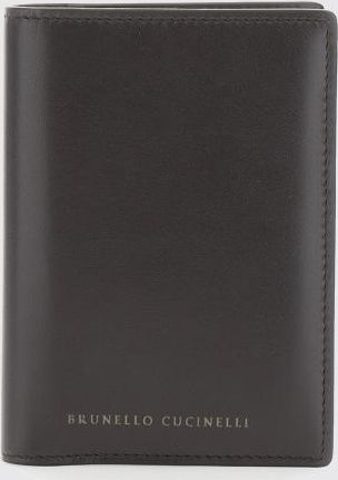 Brunello Cucinelli Portafoglio bifold in pelle con logo a contrasto