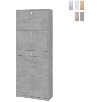 OEM Zapatero Con Cuatro Puertas Y Un Caj&oacute;n Beton Cemento 63x29x H164 Cm