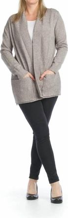 Papillon Heathered Soft Ribbed Cardigan With Pockets In Grey