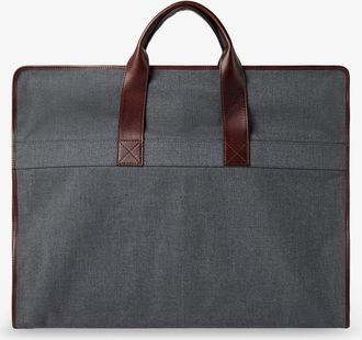 Brunello Cucinelli Mens Garment Bag Grey Technical Fabric Polyester Handbags Hand