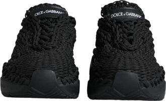 Dolce & Gabbana Womens Black Knitted Daymaster Sneakers Shoes Fabric