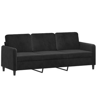 vidaXL Sof&aacute; De 3 Plazas Terciopelo Negro 180 Cm Vidaxl