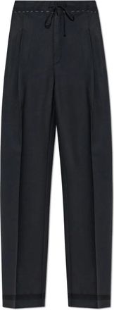 Maison Margiela Geplooide broek - Dames - Straight fit broeken - Zwart - L - Wol - Broeken