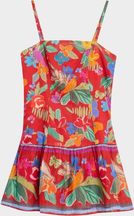 Marie Oliver Anita Floral-Print Cotton Flounce Mini Dress