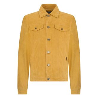 Moorer Leather Jackets, male, Yellow, Size: 5XL Classic Suede Jacket